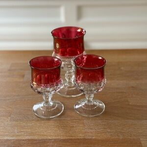 MCM King’s Crown Ruby Flash Goblet Set